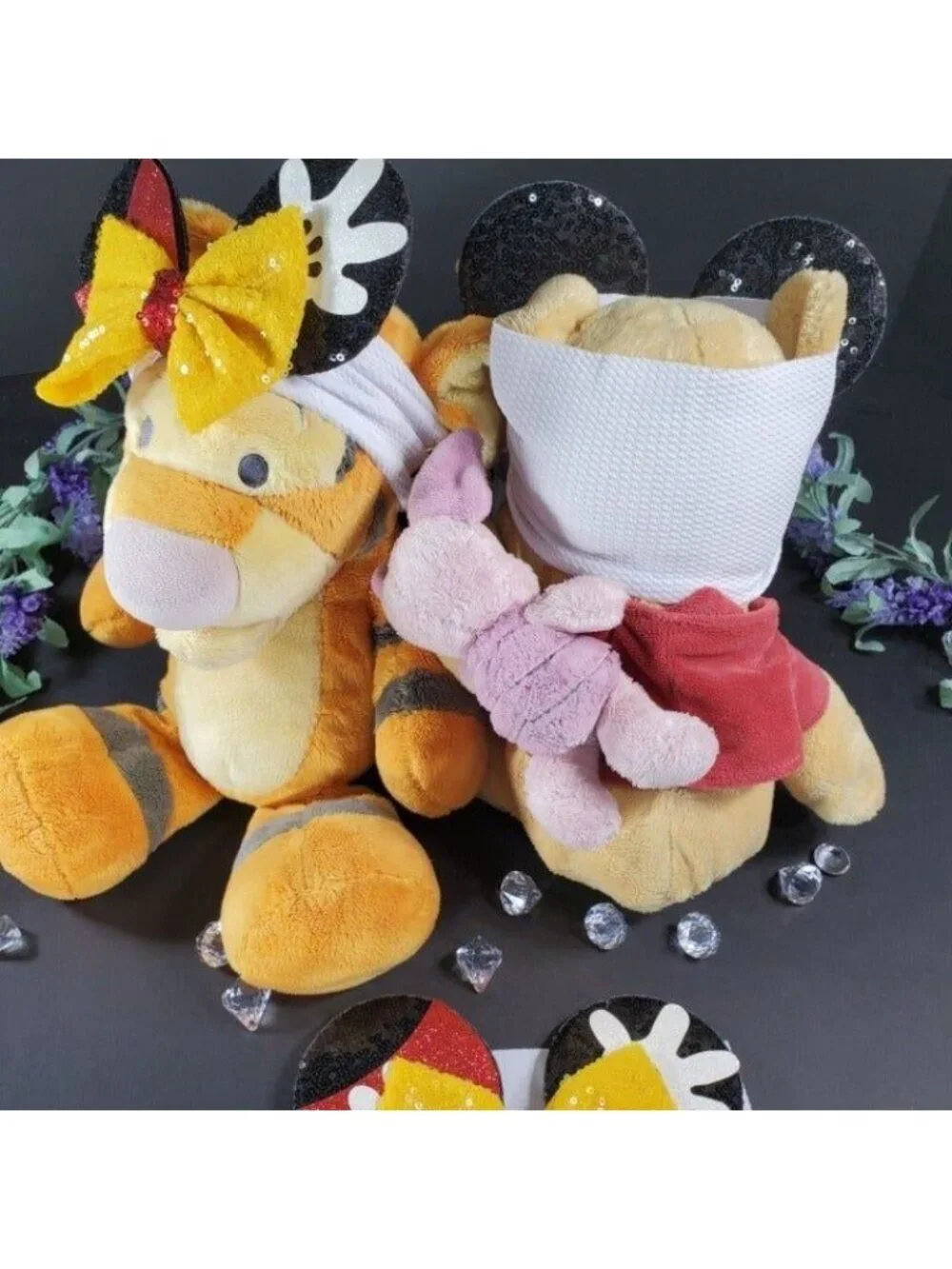 Mickey Mouse Ears Headband Turban Sequins Hair Bow Spa Head Wrap Hair Care Baby